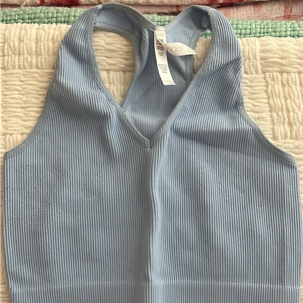 Zenana Outfitters Sky Blue Ribbed Tank Top